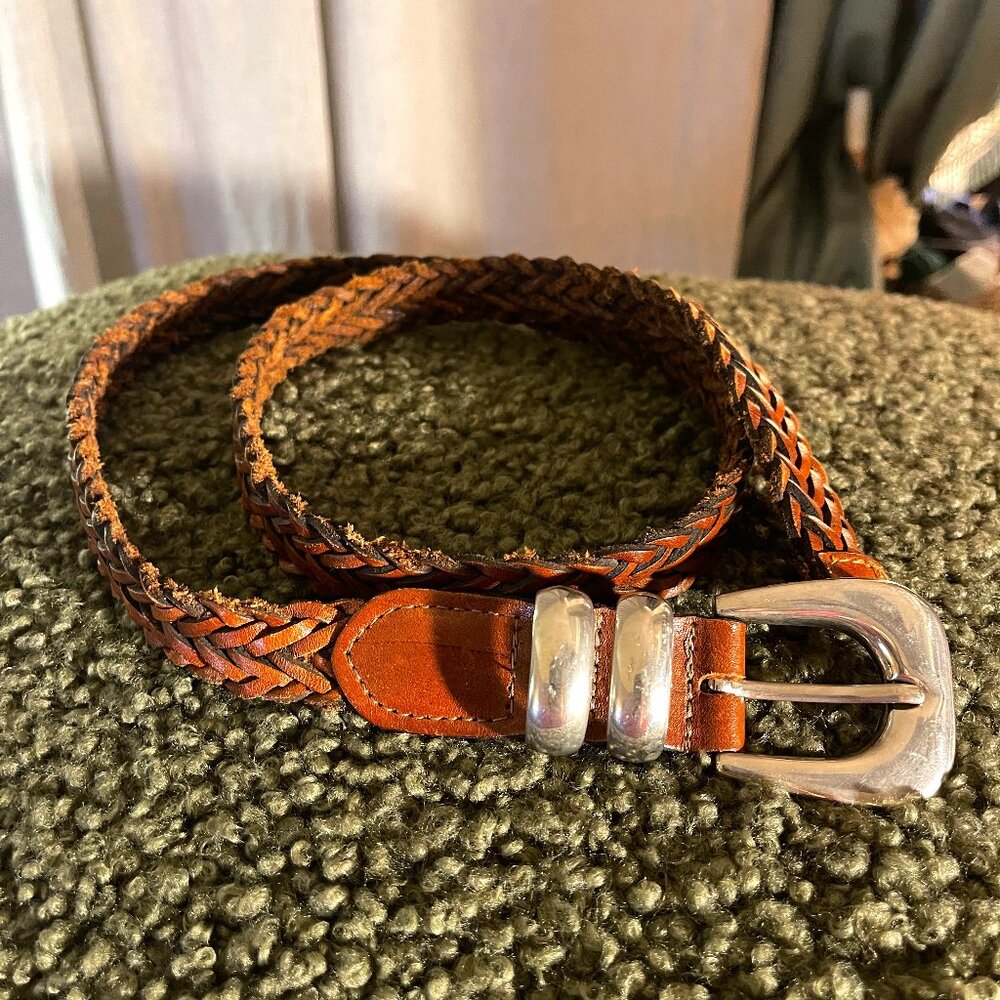 Simple brown braided belt retro style 80s classic caroline bissette diana M/L‎